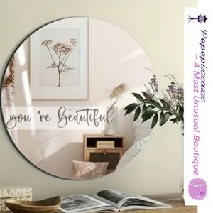 HANDMADE YOU'RE BEAUTIFUL 11" DIAM MIRROR